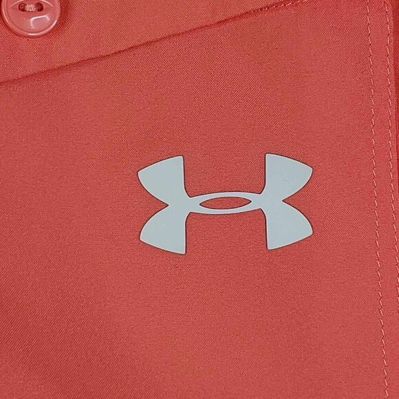 Under Armour Shirt Orange Heat Gear Loose Short Sleeve Button Down Men Size 3XL - Picture 9 of 12